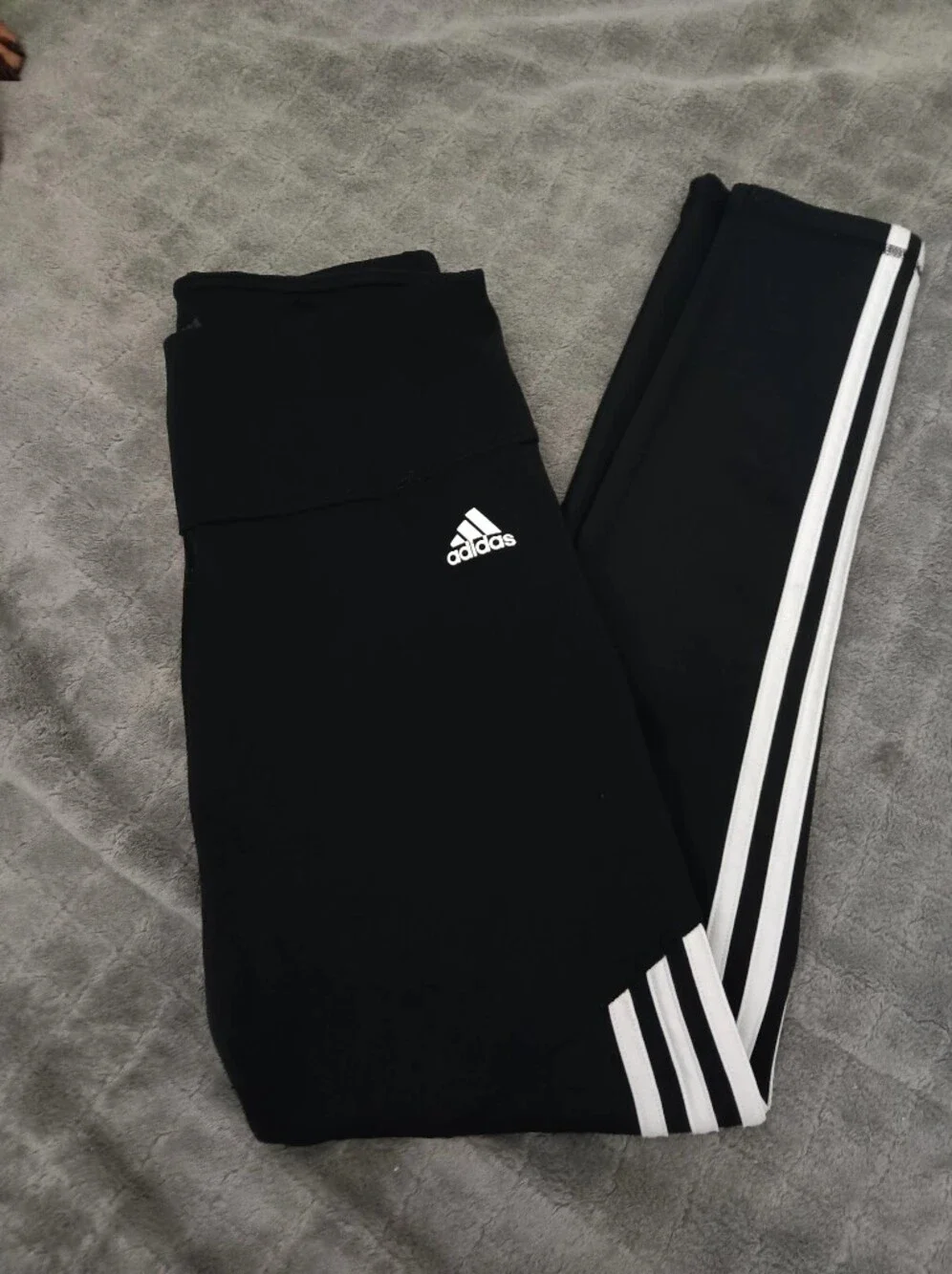 adidas Black Joggers with White Three-Stripe Detail - Picture 1 of 2